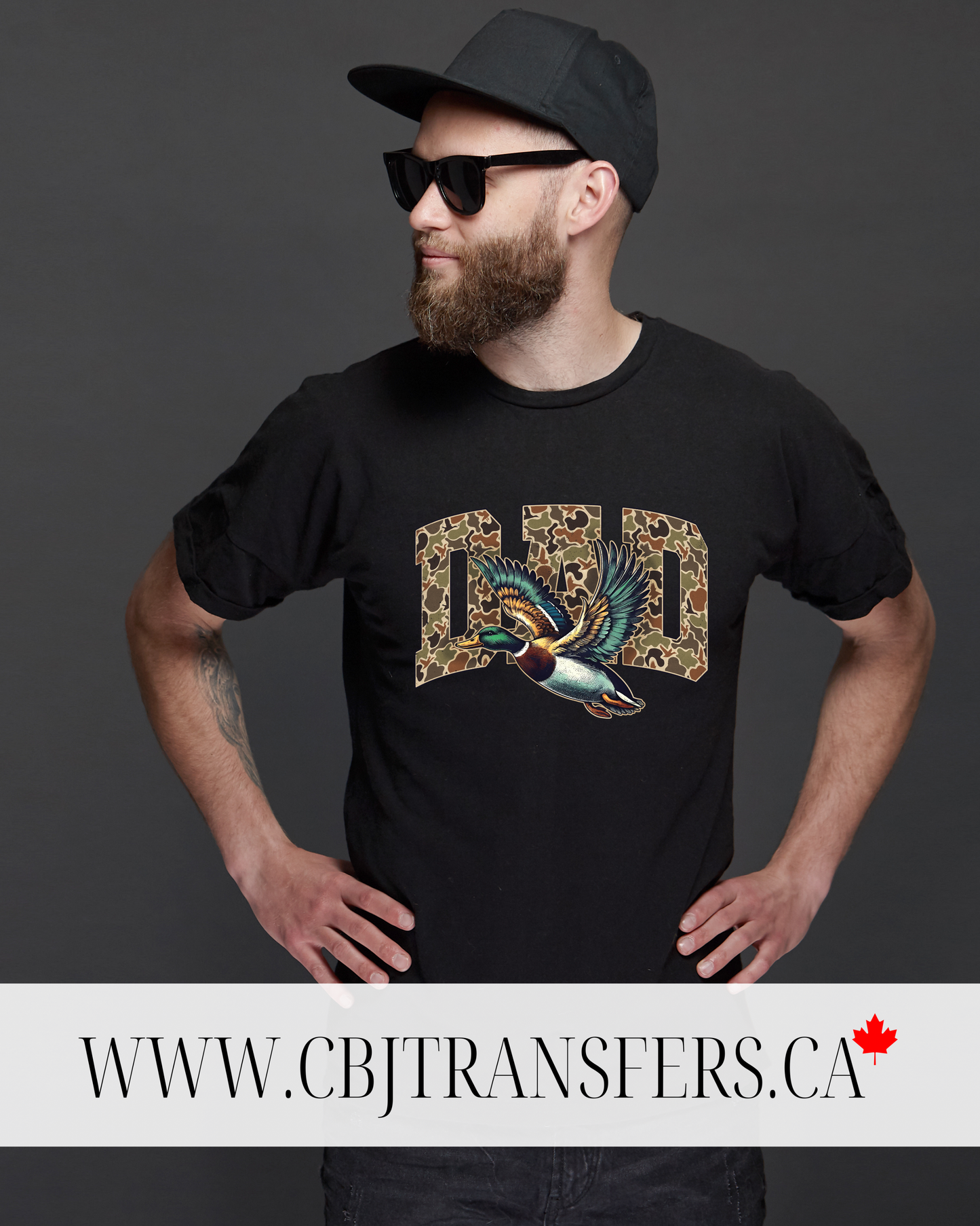 Camo Dad DTF Transfer with Duck Design, Hunting Fathers Day Shirt Print, Outdoor Dad Gift Idea(202518)