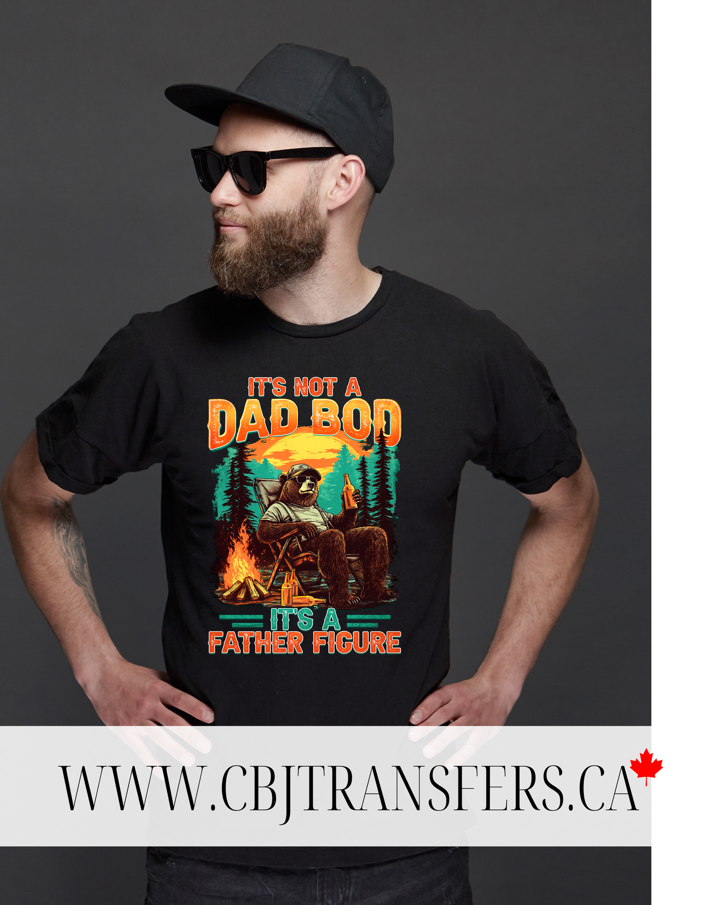 It’s Not a Dad Bod It’s a Father Figure DTF Transfer, Funny Bear Campfire Design, Fathers Day Gift Idea(202523)