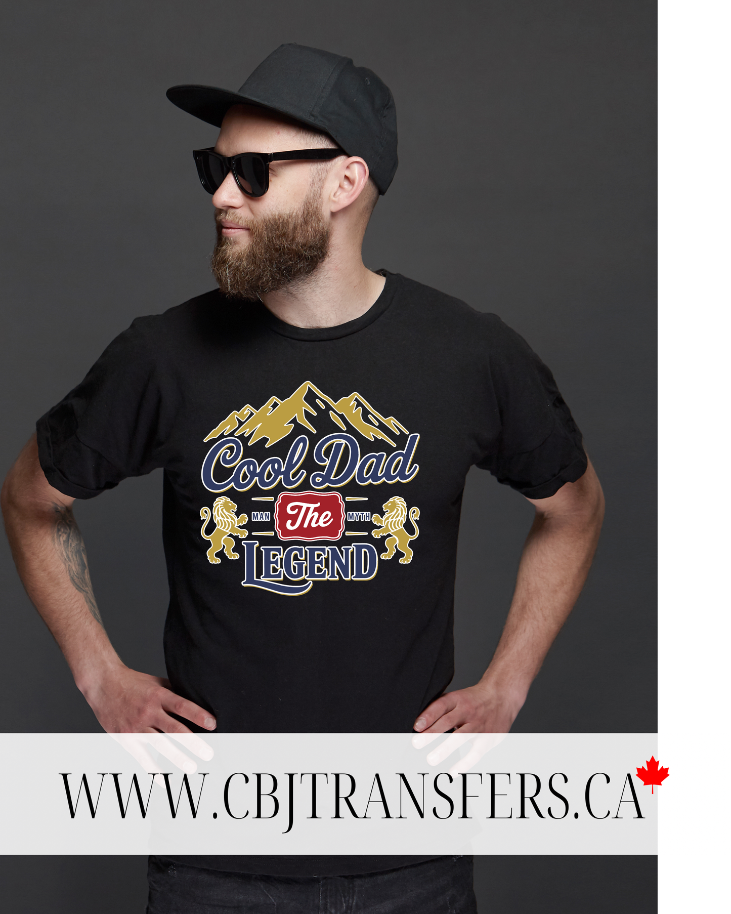 Cool Dad The Legend DTF Transfer, Fathers Day Gift Design, Bold Mountain and Lion Graphic for Dads(202524)