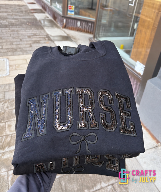 Nurse Sequence Appliqué Embroidered Sweatshirt