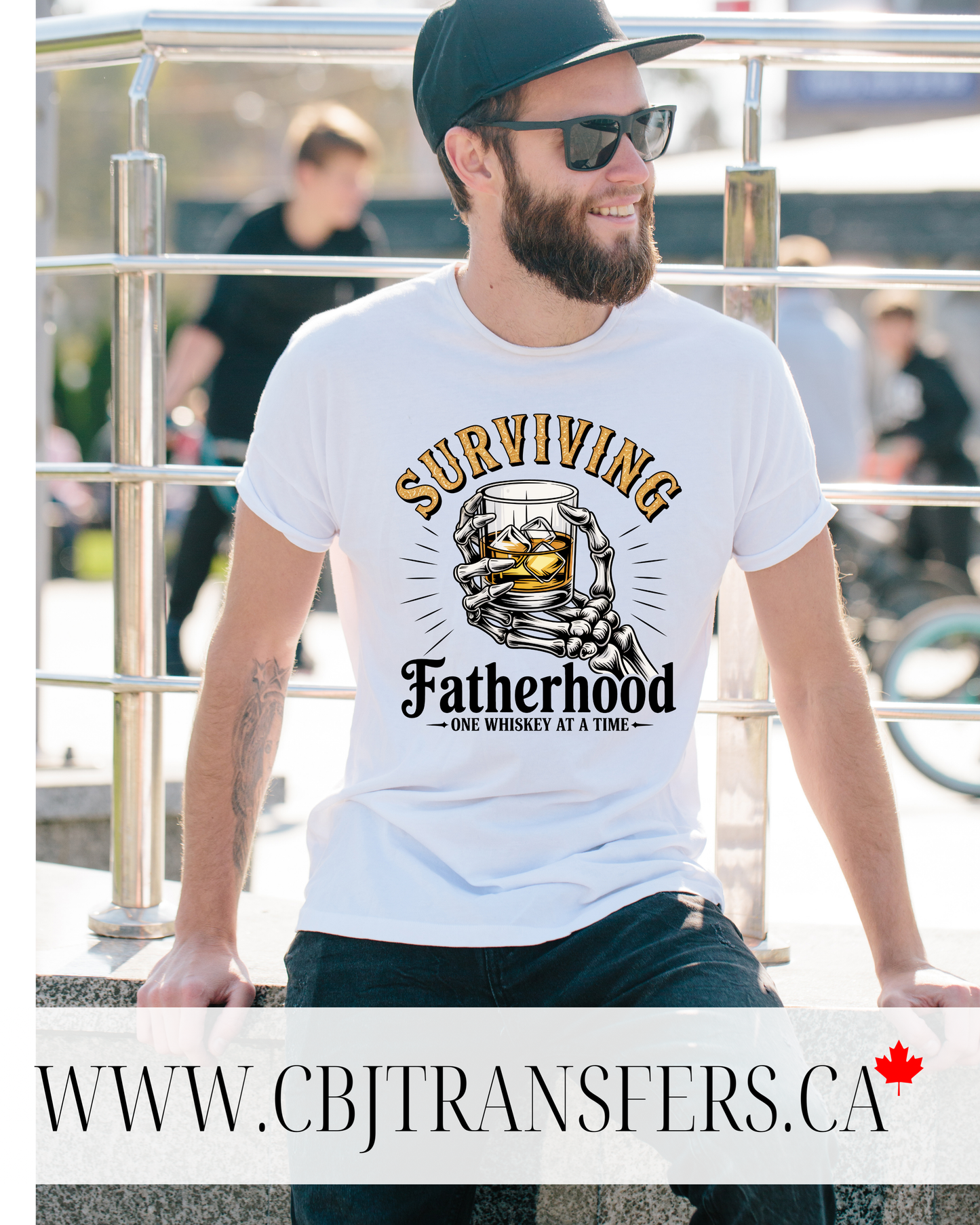 Surviving Fatherhood DTF Transfer for Shirts, Funny Whiskey Dad Design, Fathers Day Ready to Press(202507)