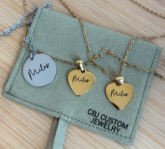 Heart necklace, personalized heart necklace, engraved bar, customized heart necklace