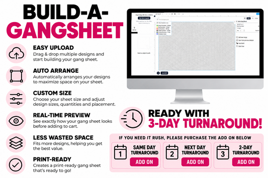 BUILD A DTF TRANSFER GANG SHEET ONLINE