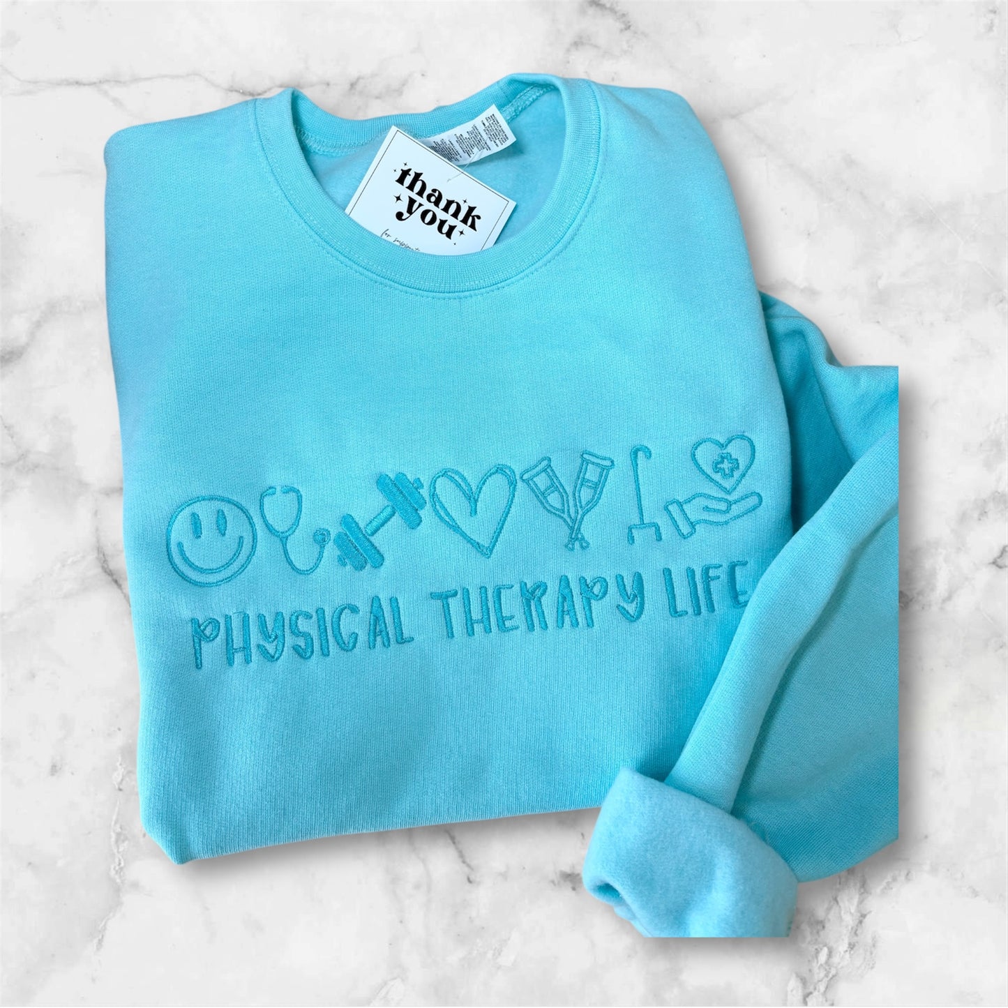 Physical Therapy Life Embroidered Crewneck Sweater