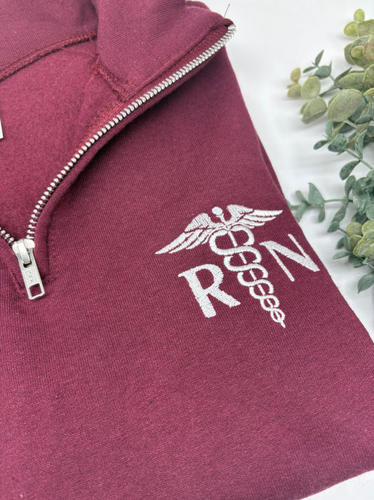 RN Embroidery Half-Zip Fleece Sweater