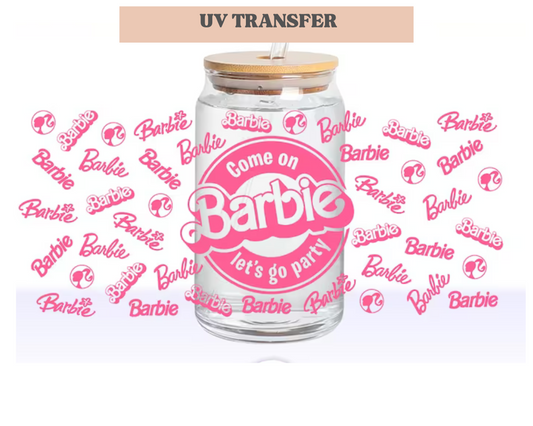 Pink Barbie | 16 oz. Cup Wrap UV Transfer