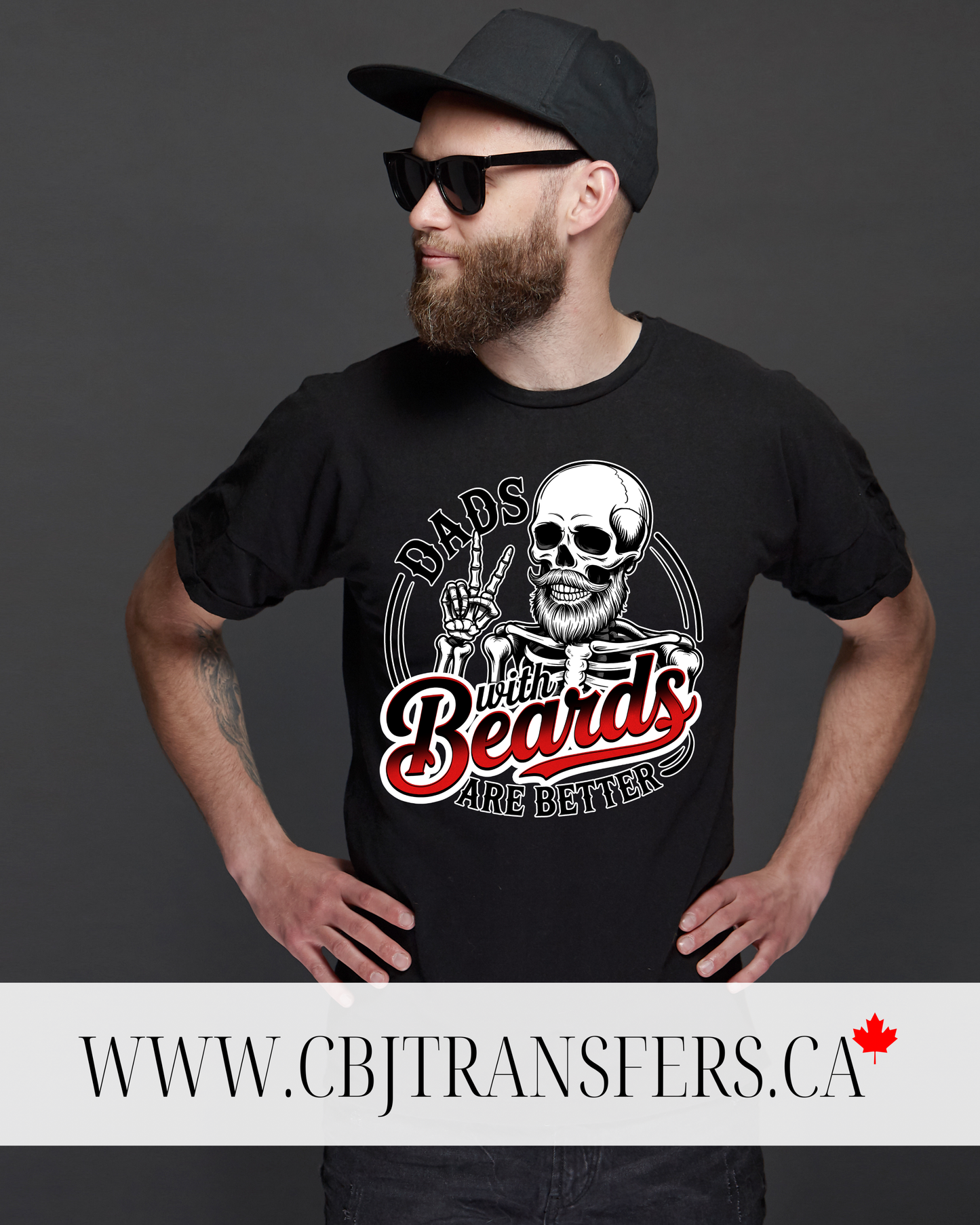 Dads with Beards Are Better DTF Transfer, Funny Beard Dad Skeleton Design, Fathers Day Shirt Print(202515)
