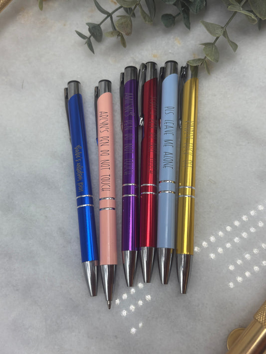 Custom Engraved Text Pens | Black Ink | Assorted Colors