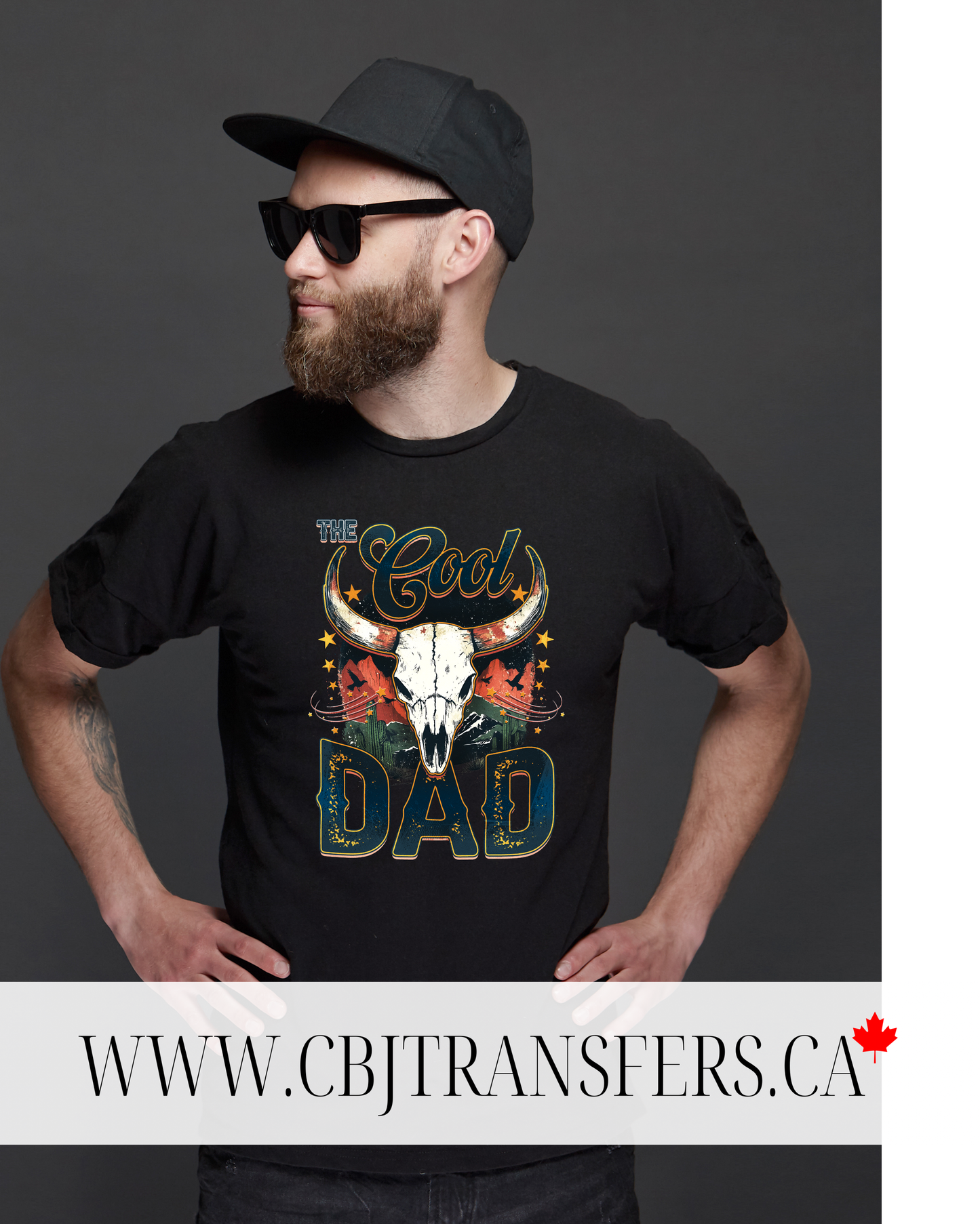The Cool Dad DTF Transfer, Western Skull Fathers Day Shirt Design, Country Cowboy Dad Gift (202520)