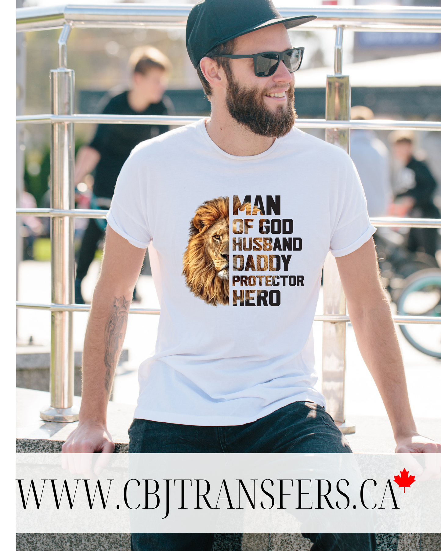 Man of God Husband Daddy Protector Hero DTF Transfer for Shirts, Lion Fathers Day Design, Ready to Press(202504)