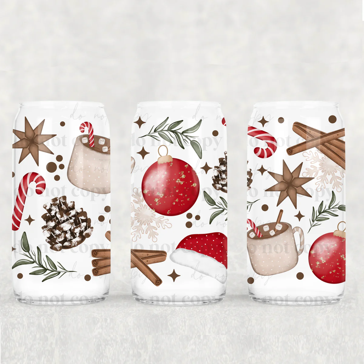 Cozy christmas 16oz Glass Wrap UV Transfer