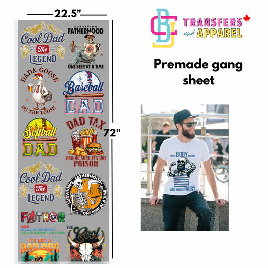 Fathers Day Themed- Premade DTF Gang Sheet (s001)