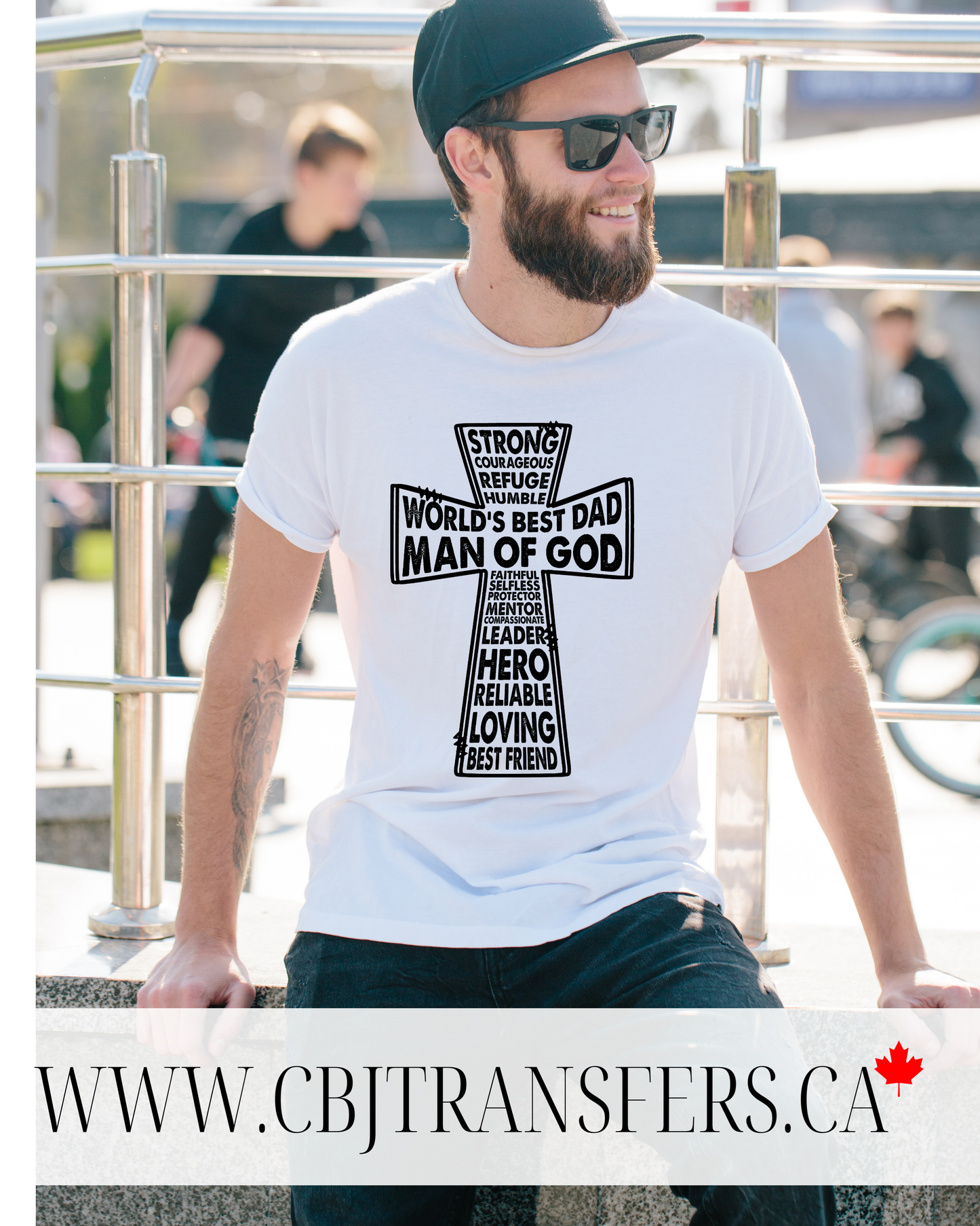 Man of God Cross DTF Transfer for Shirts, Faith Based Dad Design, Fathers Day Ready to Press(202506)