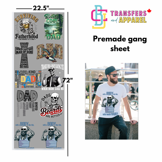 Fathers Day Themed- Premade DTF Gang Sheet (s002)