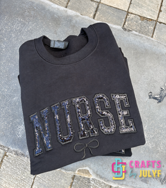 Nurse Sequence Appliqué Embroidered Sweatshirt