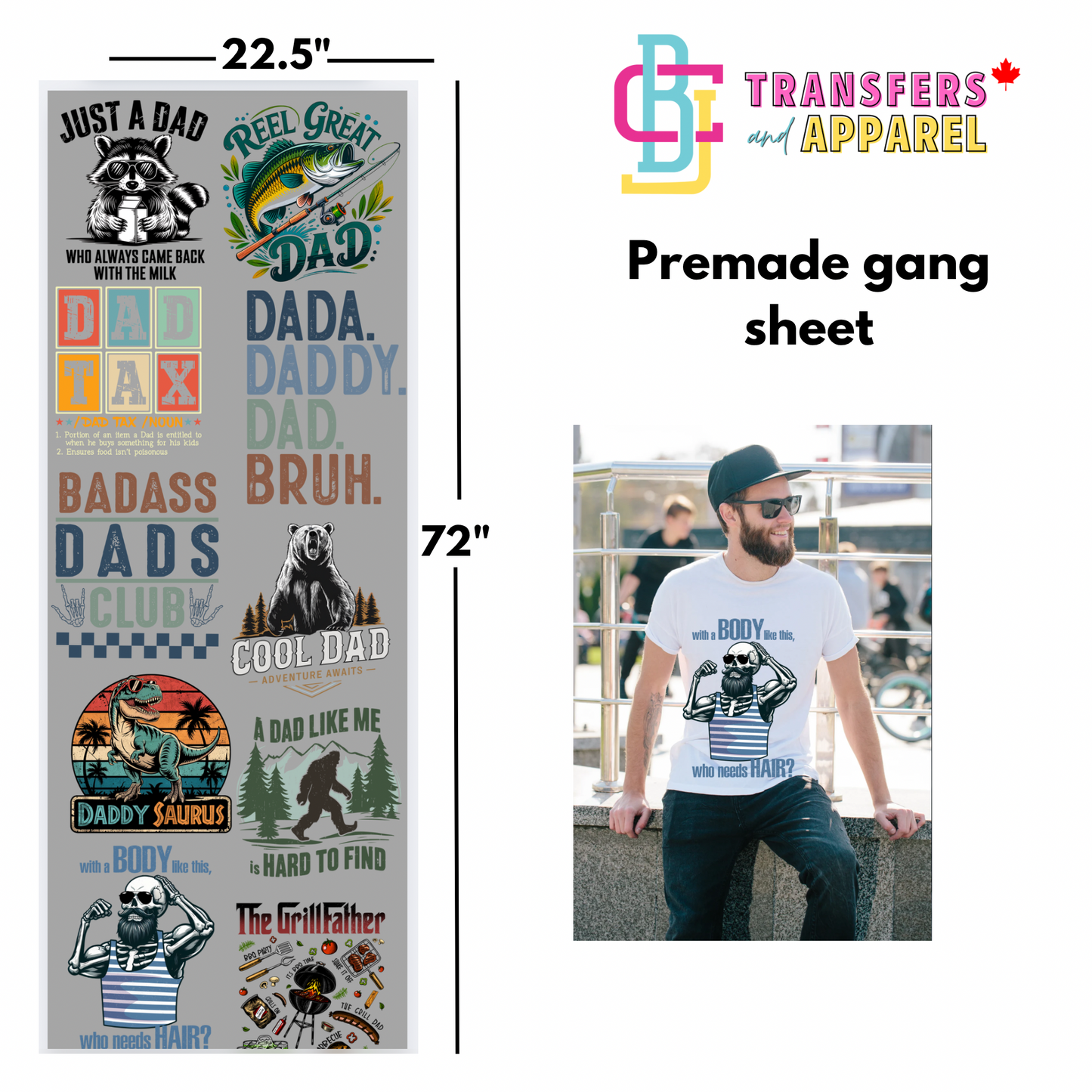 Fathers Day Themed- Premade DTF Gang Sheet (s003)