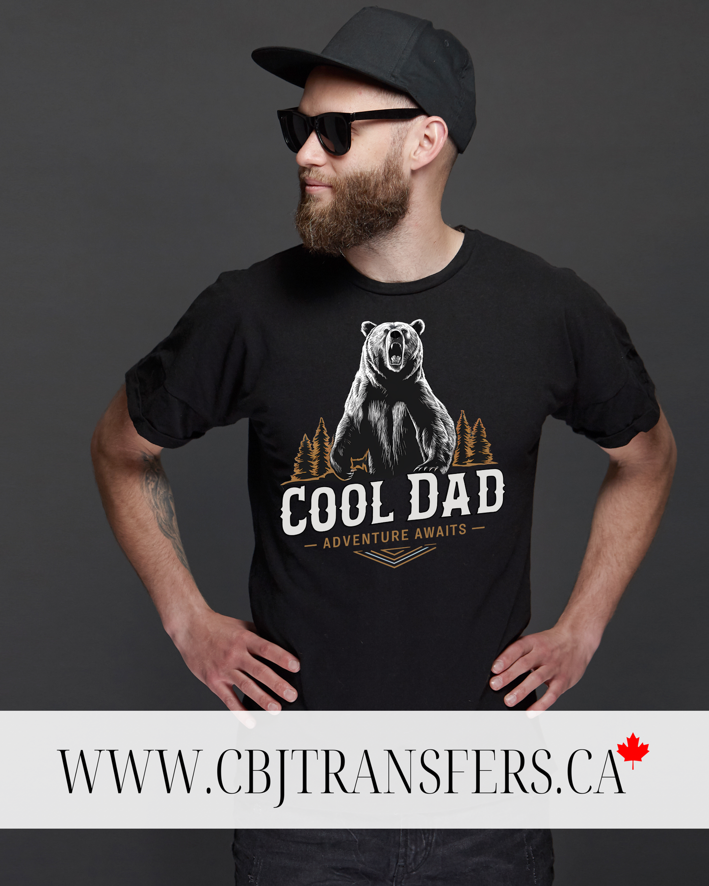 Cool Dad Adventure Awaits DTF Transfer, Bear Camping Shirt Design for Fathers Day, Outdoors Dad Print(202513)