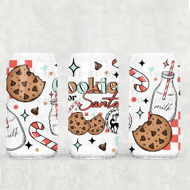 Cookies For Santa 16oz Glass Wrap UV Transfer