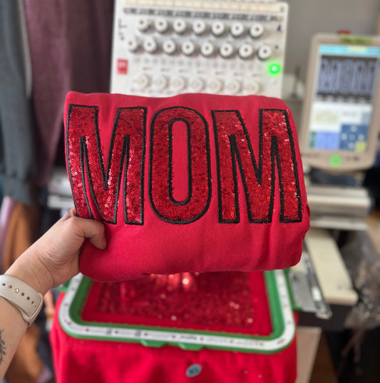 Mom Sequence Appliqué Embroidered Sweatshirt