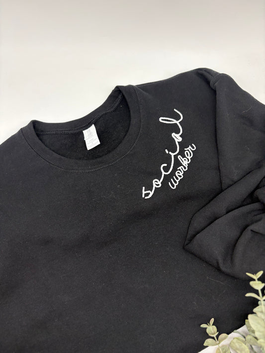 Social Worker Embroidered Crewneck Sweater