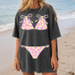 String Bikini Custom Shirt Cover Up