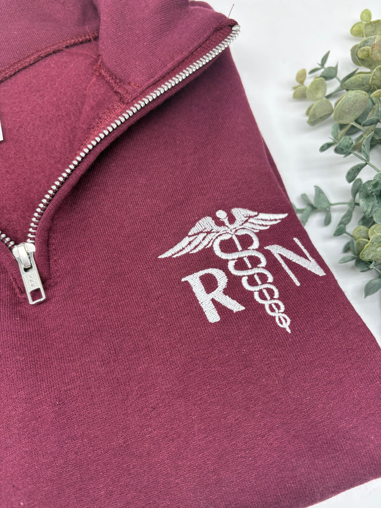 RN Embroidery Half-Zip Fleece Sweater