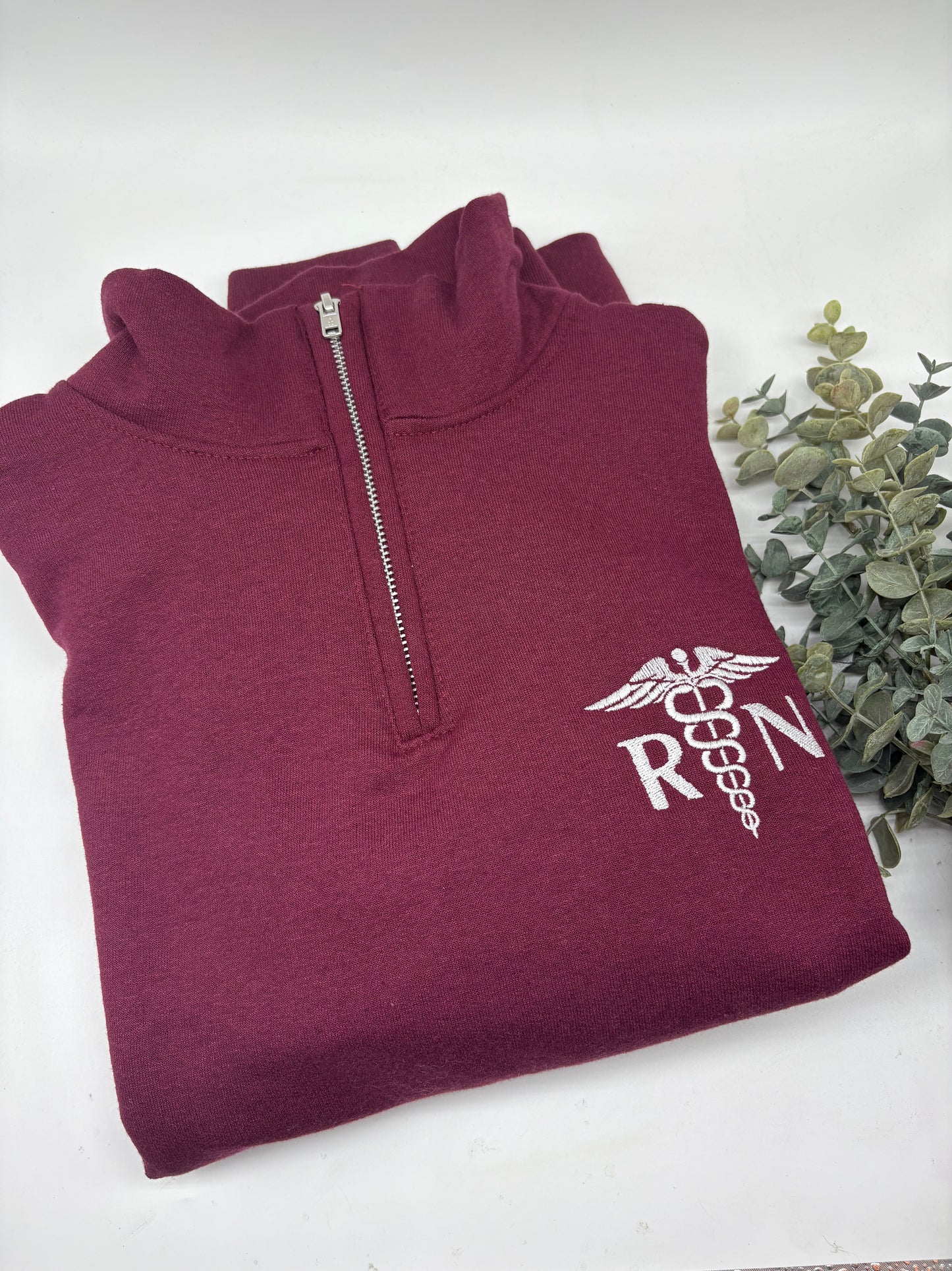 RN Embroidery Half-Zip Fleece Sweater