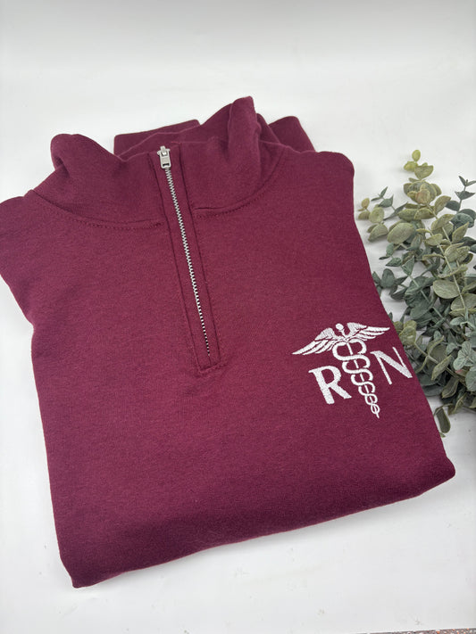RN Embroidery Half-Zip Fleece Sweater
