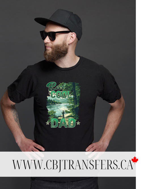 Reel Cool Dad DTF Transfer, Fishing Fathers Day Shirt Design, Outdoorsman Gift for Dads(202519)