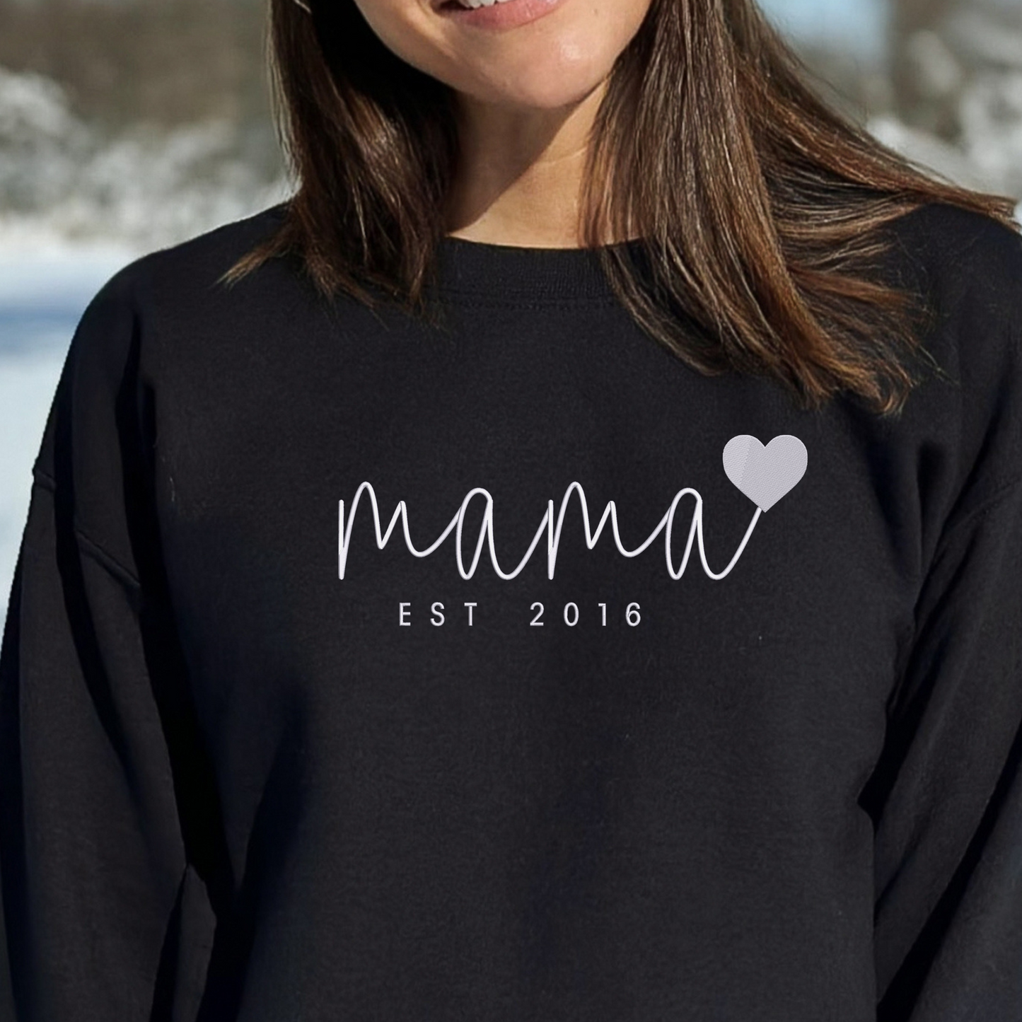 Mama with EST  Embroidered Sweater