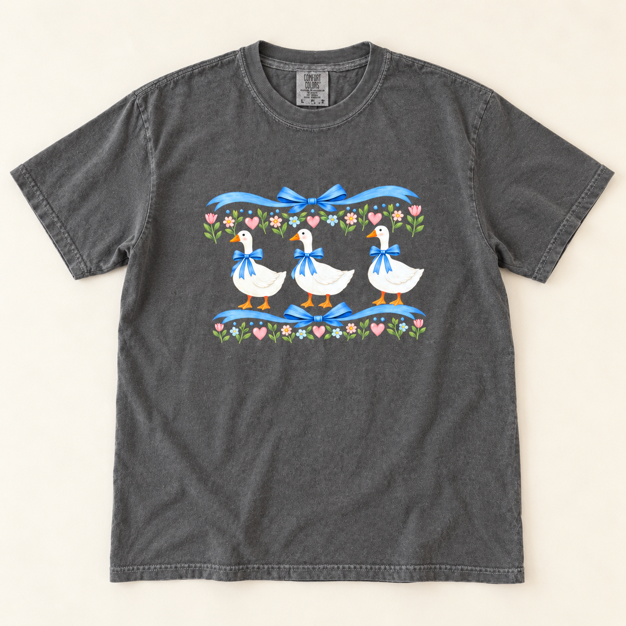 Silly goose with blue ribbon