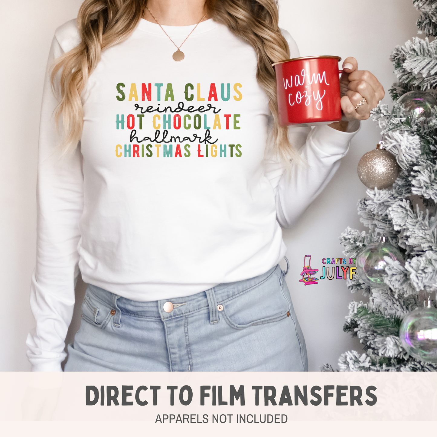 Santa Claus Reindeer DTF Transfers-000290