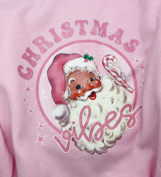 Christmas Vibes Pink Santa DTF Transfers - 000300